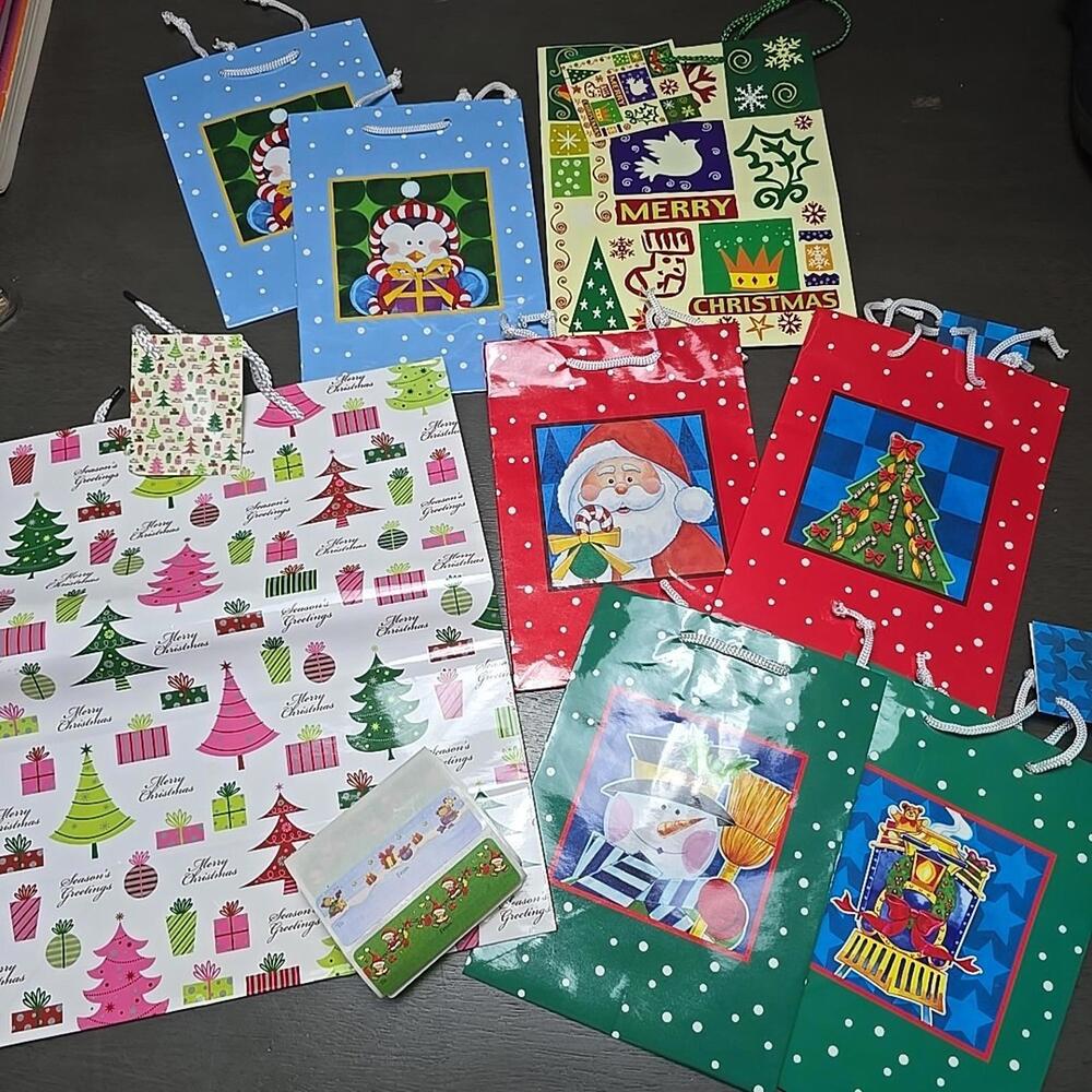 Lof of 8 Christmas Gift Bags for Presents
